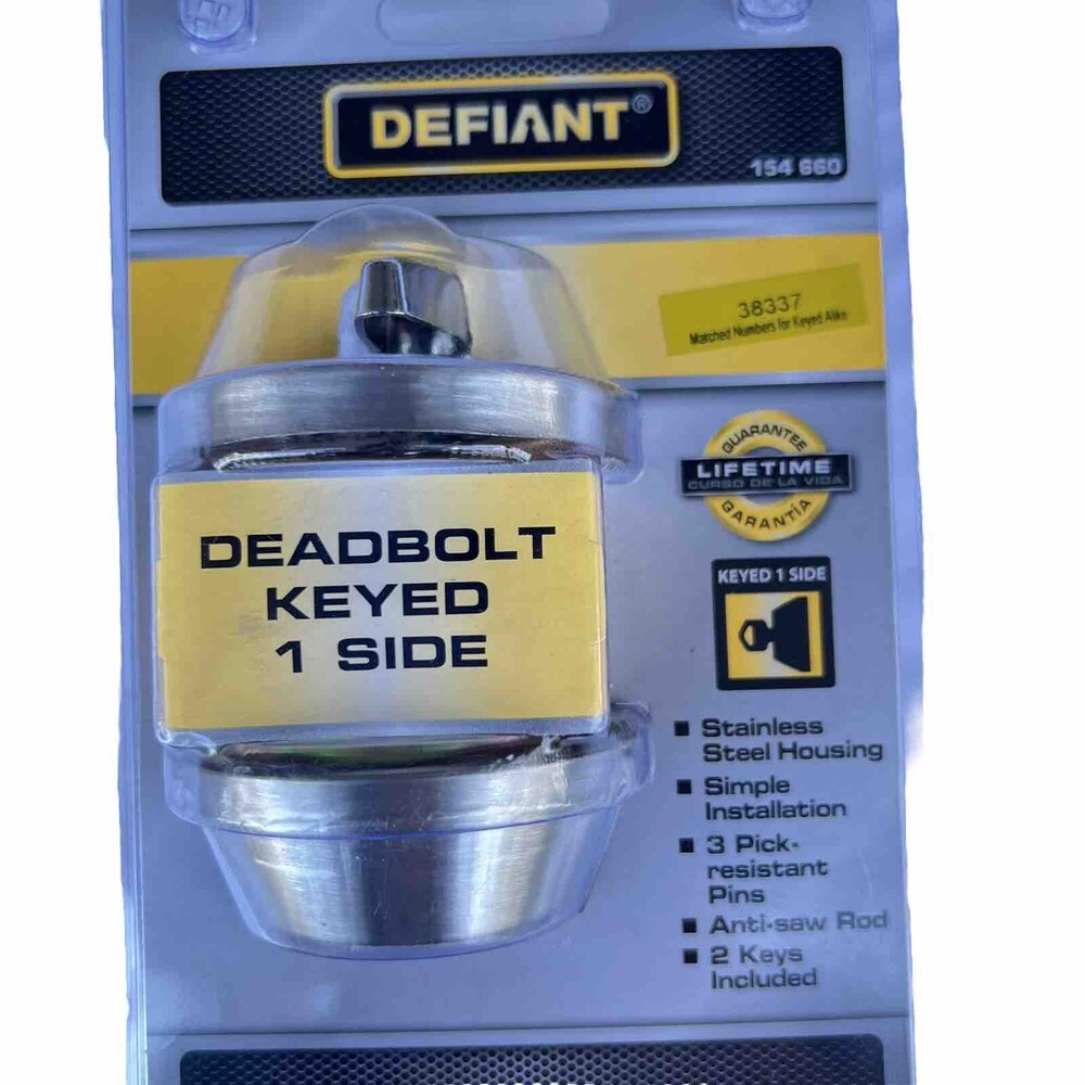 Defiant Keyed Deadbolt Single Cylinder Lock 888 281 Satin Nickel Finish